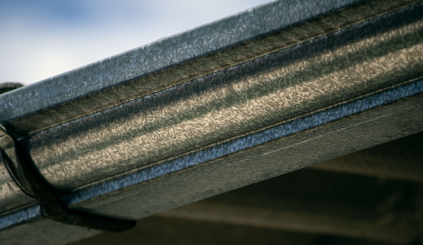 metal gutter on a roof