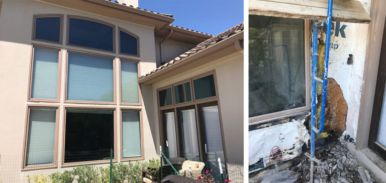 stucco house failures at the window