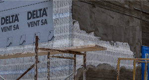 DELTA VENT-SA behind stucco